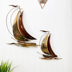 MCM Brass Sailboat Set of 2 - Vintage Sail boat Decor